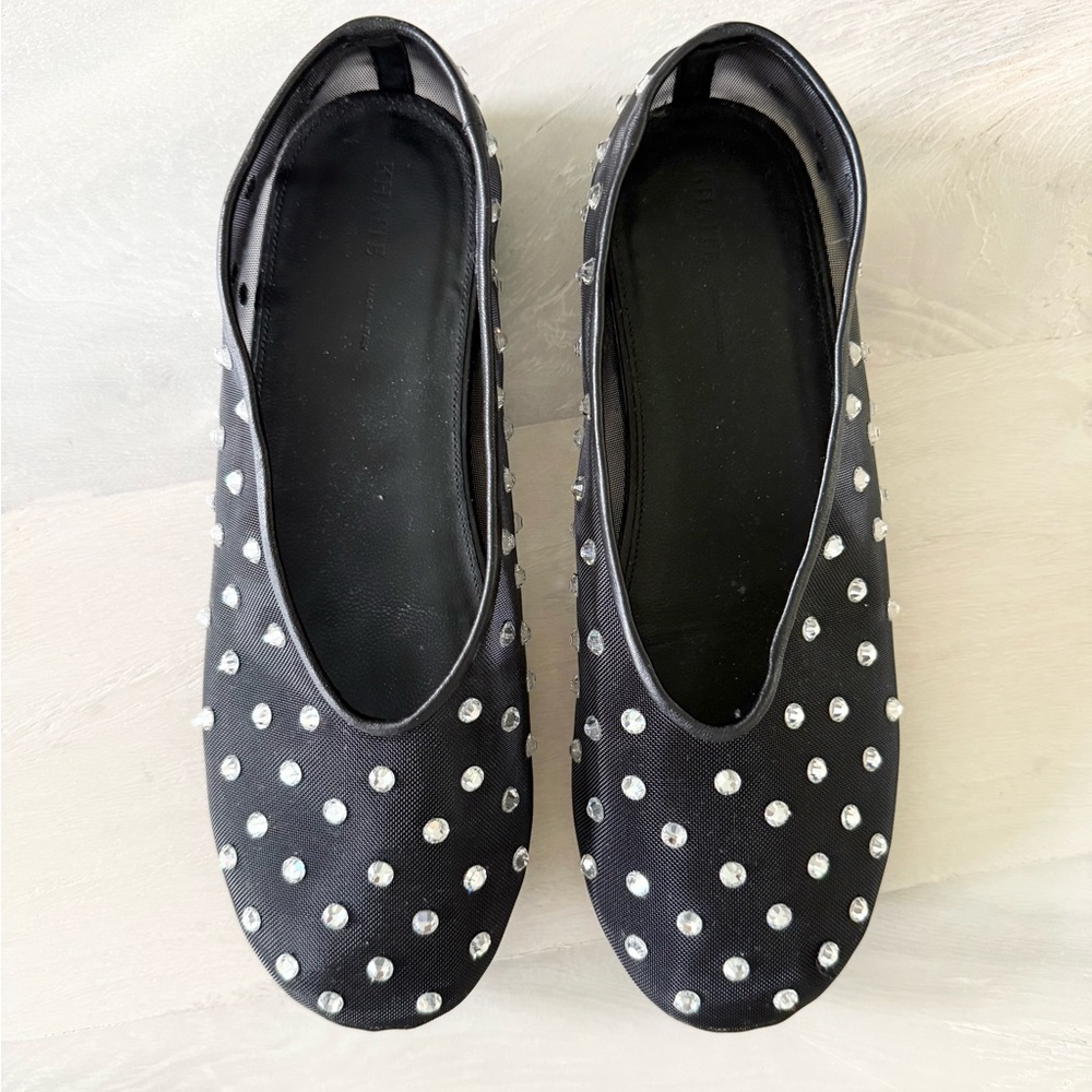 KHAITE Marcy Flat in Black Mesh with Crystals 38 1/2 38.5 - Picture 3 of 7